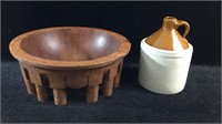 Wooden Bowl, Stoneware Jug