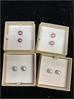 4 SETS OF FAUX PEARL PIERCED EARRINGS