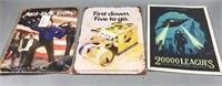 3 miniature metal posters all same size