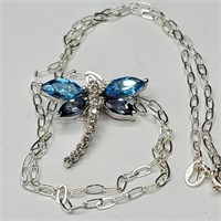 $300 Silver Blue Cz Necklace