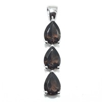 Silver Smokey Quartz(1.1ct) Pendant