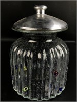 Hand Blown Glass Canister w Metal Lid