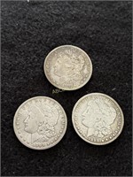 3- Circulated Morgan Silver Dollars- 1899-S,
