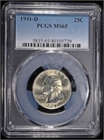 1941-D WASHINGTON QUARTER PCGS MS-65