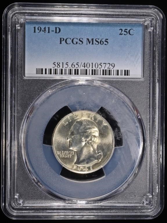 1941-D WASHINGTON QUARTER PCGS MS-65