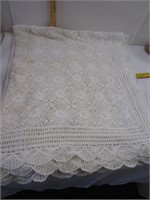 Hand Crocheted Table Cloth - has a stain