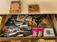 contents of drawer- knives, etc