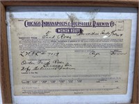 1889 Chicago Indianapolis railroad receipt