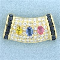 Designer Sapphire and Diamond Slide in 14K Yellow