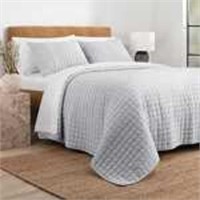 USED - Solid Cotton Textured Quilt Set