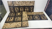 (3) Metal Wall Decor "Faith" 29 1/4" x 13 1/4",