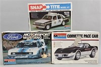 Model Car Kits - Corvette, Mustang, Police Car