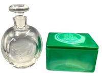 Swedish Signed Nude Perfume, Malachite Glass Box