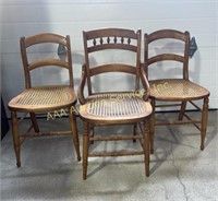 3 cane bottom dining chairs 30in x 16in 17in