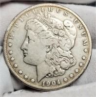 1904-S Morgan Silver Dollar VF Better Date