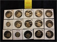 15 Jefferson nickels 1946-1964 missing 4 years