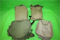 4 Canvas Bags with US Military Gas Masks