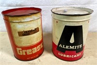 2pcs- Vintage 5 lbs grease & lube cans