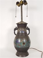 Vintage Asian cloisonne vase lamp