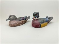 (2) Hand Carved Wood Ducks