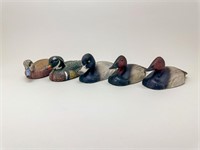 (5) Duck Statuettes - Hand Carved Widgeon