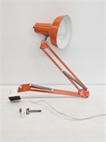 ORANGE ADJUSTABLE TASK LAMP - CLAMP ON - WORKS