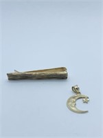 14K MOON PENDANT, 14K BRUSH FINISH MONEY CLIP