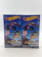 NEW Lot of 2- Hot Wheels Marvel Spiderman Wood