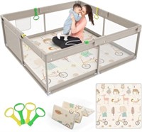 mloong Baby Playpen with Mat  59x59 Inches