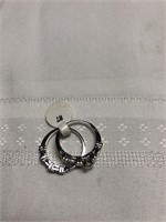 Silver toned wedding band set size 7