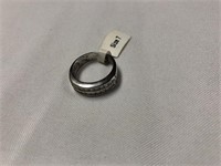 Sterling silver and white quartz ring, size 7.5