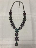 Vintage pewter X and O necklace