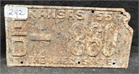 1955 KANSAS LICENSE PLATE