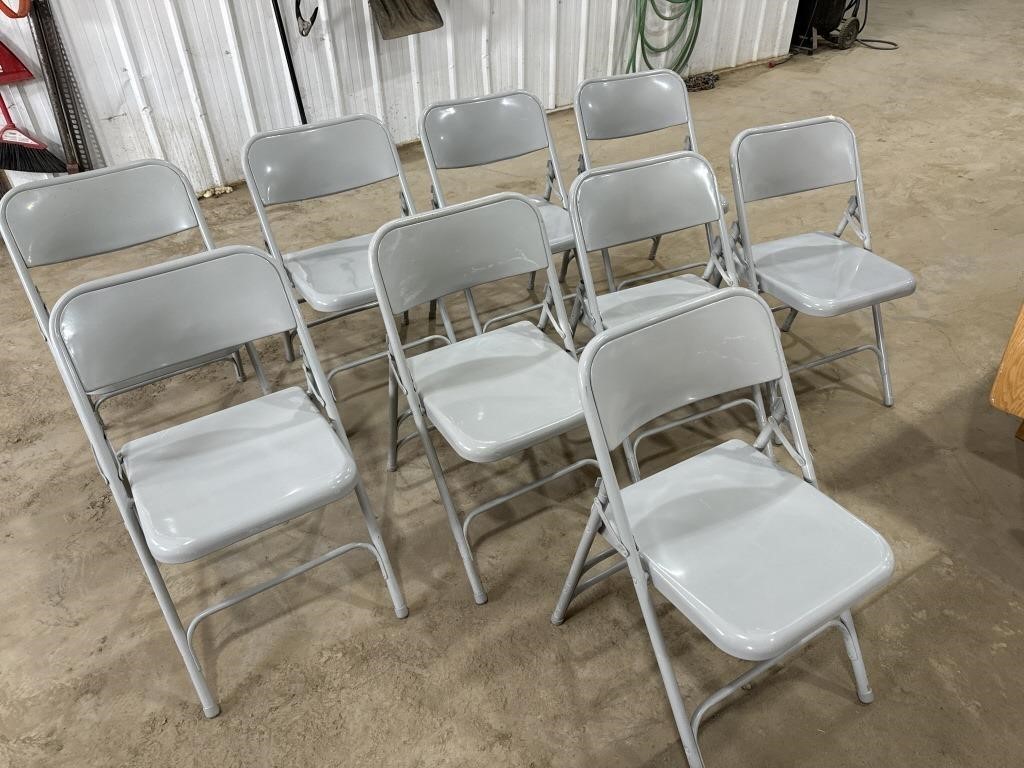 9 Grey Folding Chairs