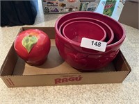Red Apple Nesting Bowls + Scrubby Holder