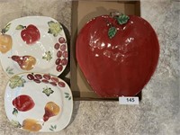 Apple Plate + (4) Plates with Fruit Design