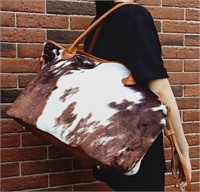 New-Large Capacity Faux Cowhide Tote Bag