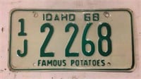 Vintage 1968 Idaho License Plate