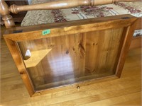 Wood & glass display cabinet-34x4.5x24”