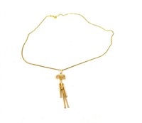 14K Gold , Diamond Peg Doll Necklace(Girl)