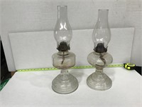 Antique Glass Oil Kerosene Bubble Hurricane Lamps