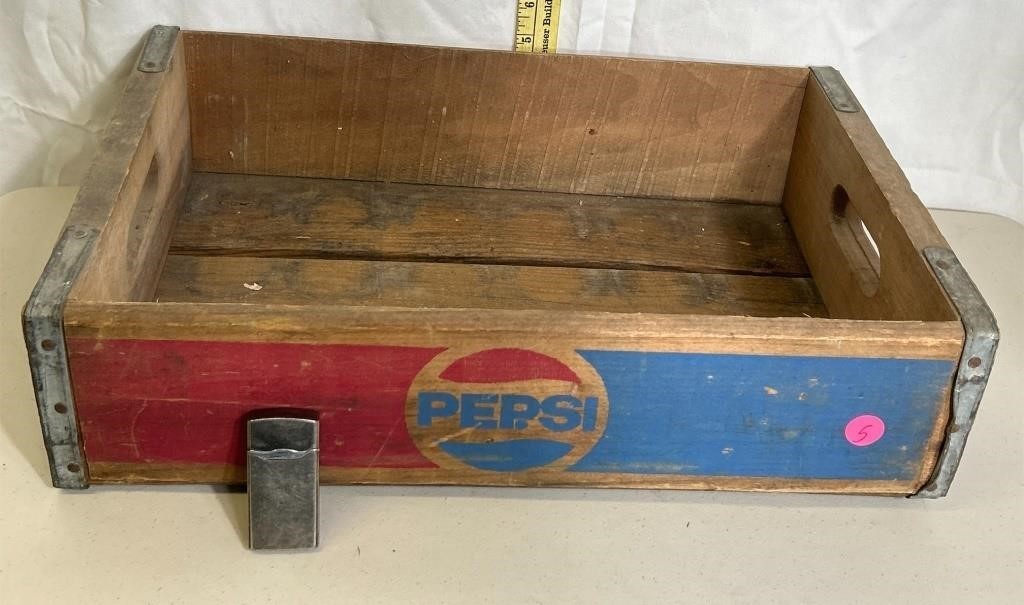 Vintage Pepsi wooden crate and vintage