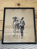 Vintage silhouette cut out framed picture