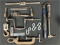 Draw knife, nail pullers bottle, clamp, and other