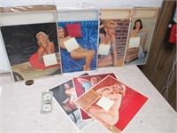 Vintage Nude Calendar Girl Pics - 4 w/ Cardboard