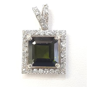$5600 14K  Green Tourmaline(4ct) 36 Diamonds(0.5ct