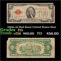 1928a $2 Red Seasl United States Note Grades f+