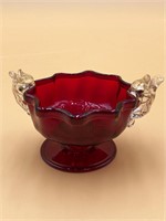 19th Century Murano Ruby Glass Salt Dish