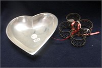 HEART CANDY DISH AND TEA LIGHT HOLDERS