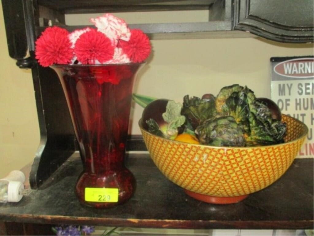 Red case and large bowl